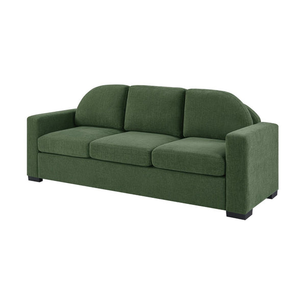 English Elm Modern Curved Backrest Chenille Sofa Seats Three Adults with Pocket Spring Cushions Green N763P411268F