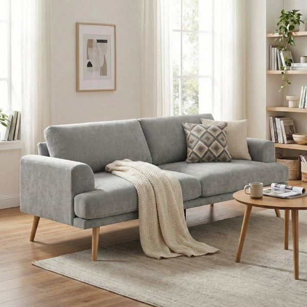 English Elm Stylish Chenille Three Seat Sofa Low Profile Contemporary Living Room Couch N763P415767E