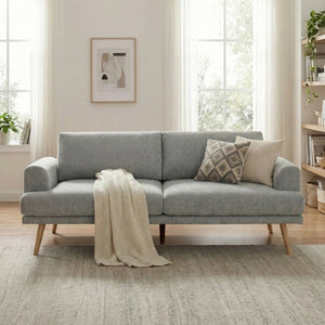 English Elm Stylish Chenille Three Seat Sofa Low Profile Contemporary Living Room Couch N763P415767E