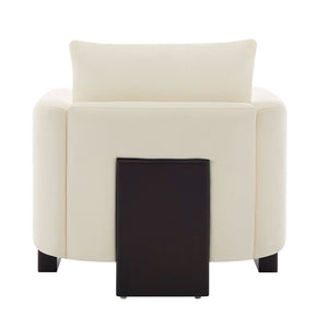 English Elm Modern Chenille Club Armchair Pocket Spring Cushion Rubberwood Base for Any Room N763P420804A