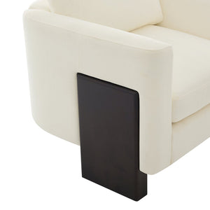 English Elm Modern Chenille Club Armchair Pocket Spring Cushion Rubberwood Base for Any Room N763P420804A
