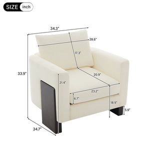 English Elm Modern Chenille Club Armchair Pocket Spring Cushion Rubberwood Base for Any Room N763P420804A