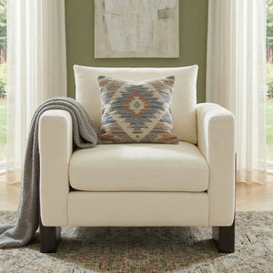 English Elm Modern Chenille Club Armchair Pocket Spring Cushion Rubberwood Base for Any Room N763P420804A