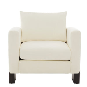 English Elm Modern Chenille Club Armchair Pocket Spring Cushion Rubberwood Base for Any Room N763P420804A