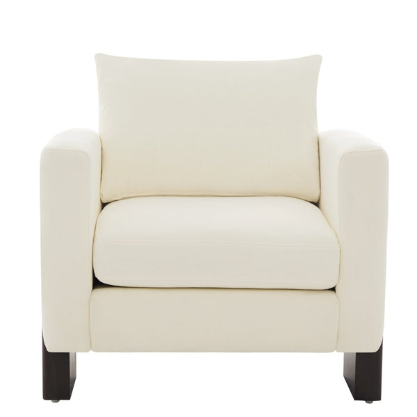 English Elm Modern Chenille Club Armchair Pocket Spring Cushion Rubberwood Base for Any Room N763P420804A