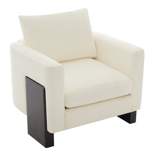English Elm Modern Chenille Club Armchair Pocket Spring Cushion Rubberwood Base for Any Room N763P420804A