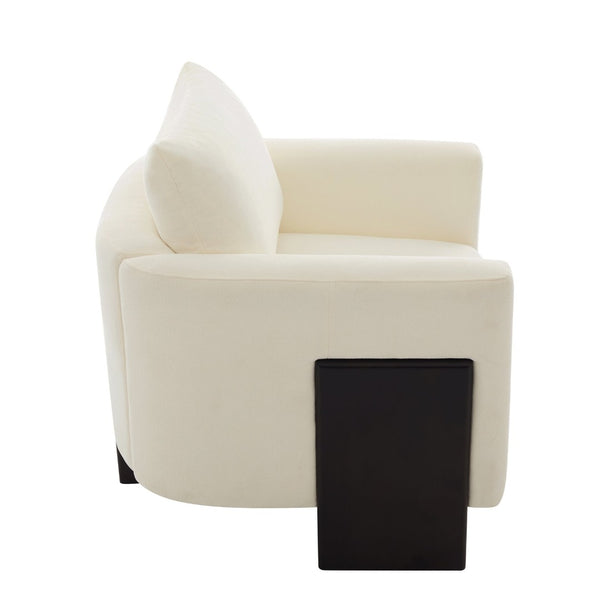 English Elm Modern Chenille Club Armchair Pocket Spring Cushion Rubberwood Base for Any Room N763P420804A