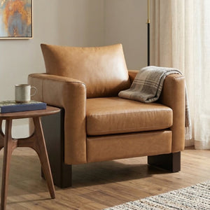 English Elm Modern Club Armchair Pu Leather Upholstered with Rubberwood Base for Any Room N763P420804D