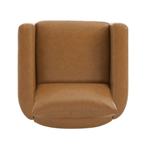 English Elm Modern Club Armchair Pu Leather Upholstered with Rubberwood Base for Any Room N763P420804D