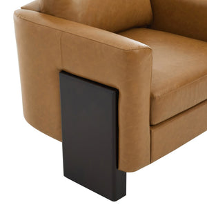 English Elm Modern Club Armchair Pu Leather Upholstered with Rubberwood Base for Any Room N763P420804D