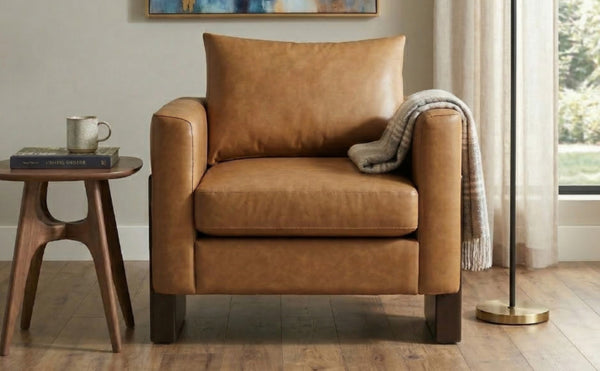 English Elm Modern Club Armchair Pu Leather Upholstered with Rubberwood Base for Any Room N763P420804D