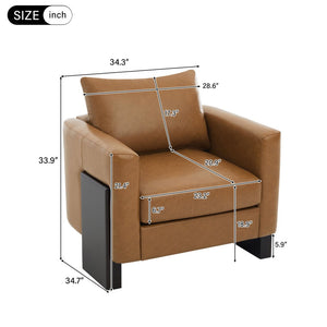 English Elm Modern Club Armchair Pu Leather Upholstered with Rubberwood Base for Any Room N763P420804D