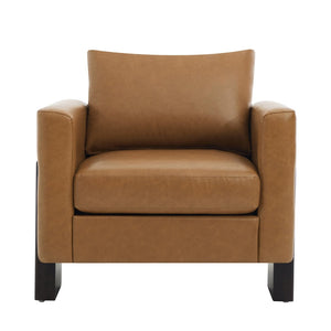 English Elm Modern Club Armchair Pu Leather Upholstered with Rubberwood Base for Any Room N763P420804D