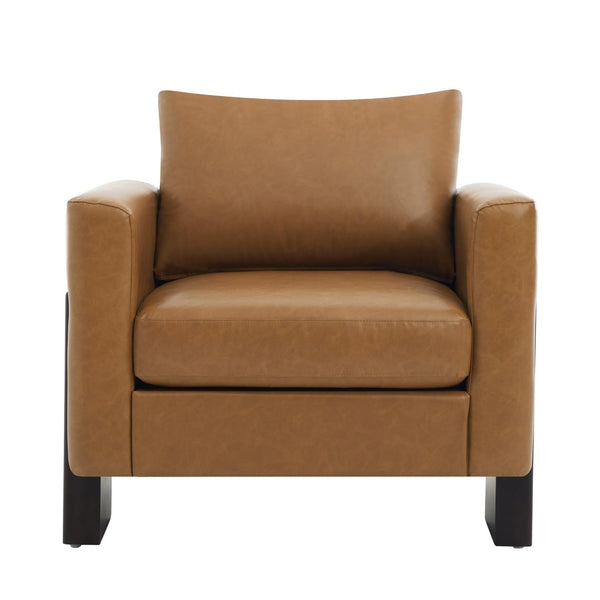 English Elm Modern Club Armchair Pu Leather Upholstered with Rubberwood Base for Any Room N763P420804D