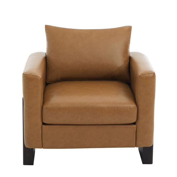 English Elm Modern Club Armchair Pu Leather Upholstered with Rubberwood Base for Any Room N763P420804D