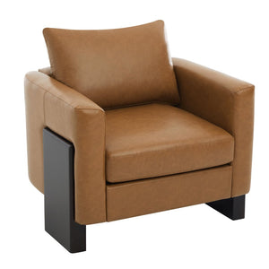 English Elm Modern Club Armchair Pu Leather Upholstered with Rubberwood Base for Any Room N763P420804D