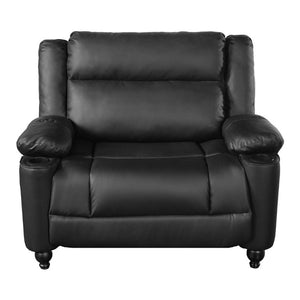 English Elm 50 Inch Wide PU Leather Pushback Recliner with Dual Cup Holders for Living Room Black N763P449960B