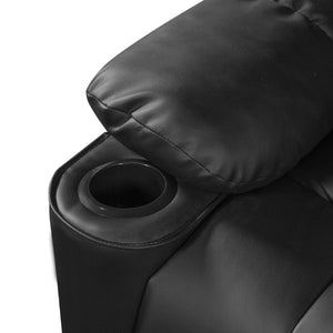 English Elm 50 Inch Wide PU Leather Pushback Recliner with Dual Cup Holders for Living Room Black N763P449960B