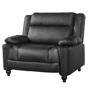 English Elm 50 Inch Wide PU Leather Pushback Recliner with Dual Cup Holders for Living Room Black N763P449960B