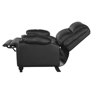 English Elm 50 Inch Wide PU Leather Pushback Recliner with Dual Cup Holders for Living Room Black N763P449960B