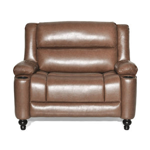 English Elm 50 Inch Wide PU Leather Pushback Recliner with Dual Cup Holders for Living Room Brown N763P449960D