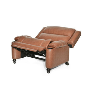 English Elm 50 Inch Wide PU Leather Pushback Recliner with Dual Cup Holders for Living Room Brown N763P449960D