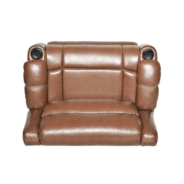 English Elm 50 Inch Wide PU Leather Pushback Recliner with Dual Cup Holders for Living Room Brown N763P449960D
