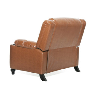 English Elm 50 Inch Wide PU Leather Pushback Recliner with Dual Cup Holders for Living Room Brown N763P449960D