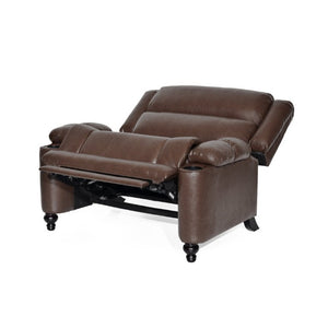 English Elm 50 Inch Wide PU Leather Pushback Recliner with Dual Cup Holders for Living Room Walnut N763P449960W