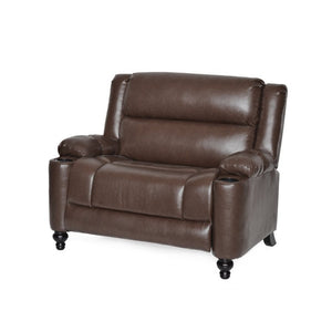 English Elm 50 Inch Wide PU Leather Pushback Recliner with Dual Cup Holders for Living Room Walnut N763P449960W