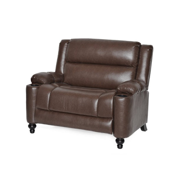 English Elm 50 Inch Wide PU Leather Pushback Recliner with Dual Cup Holders for Living Room Walnut N763P449960W