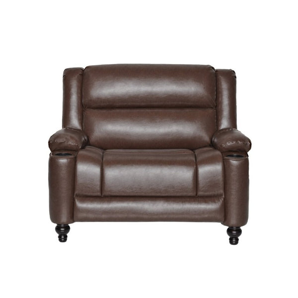 English Elm 50 Inch Wide PU Leather Pushback Recliner with Dual Cup Holders for Living Room Walnut N763P449960W