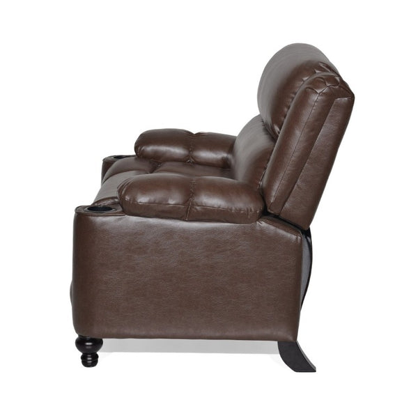 English Elm 50 Inch Wide PU Leather Pushback Recliner with Dual Cup Holders for Living Room Walnut N763P449960W