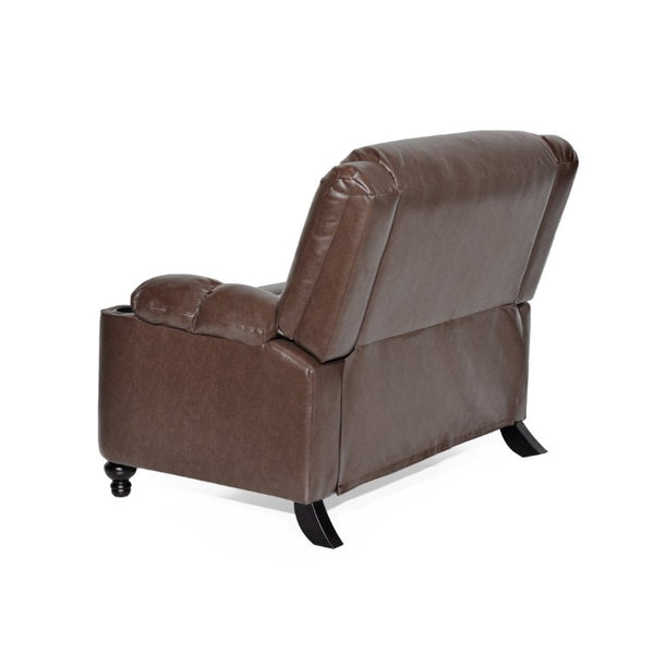 English Elm 50 Inch Wide PU Leather Pushback Recliner with Dual Cup Holders for Living Room Walnut N763P449960W