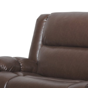 English Elm 50 Inch Wide PU Leather Pushback Recliner with Dual Cup Holders for Living Room Walnut N763P449960W