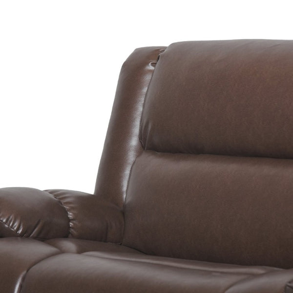 English Elm 50 Inch Wide PU Leather Pushback Recliner with Dual Cup Holders for Living Room Walnut N763P449960W