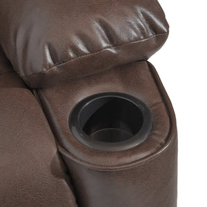 English Elm 50 Inch Wide PU Leather Pushback Recliner with Dual Cup Holders for Living Room Walnut N763P449960W