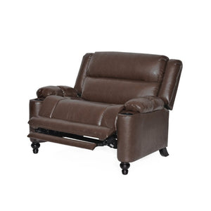 English Elm 50 Inch Wide PU Leather Pushback Recliner with Dual Cup Holders for Living Room Walnut N763P449960W