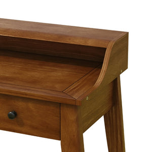 English Elm Console Table with Three Drawers and Display Shelf Pine Legs Modern Entryway Storage Brown N763P450053D