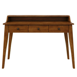 English Elm Console Table with Three Drawers and Display Shelf Pine Legs Modern Entryway Storage Brown N763P450053D