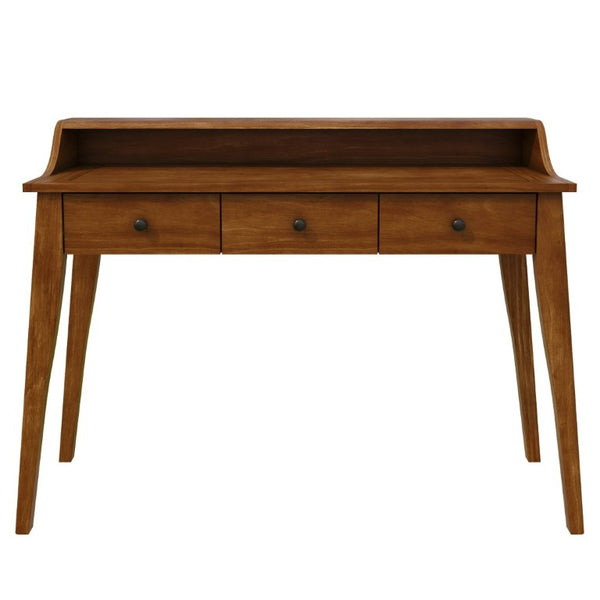English Elm Console Table with Three Drawers and Display Shelf Pine Legs Modern Entryway Storage Brown N763P450053D