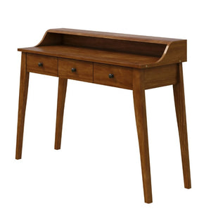 English Elm Console Table with Three Drawers and Display Shelf Pine Legs Modern Entryway Storage Brown N763P450053D