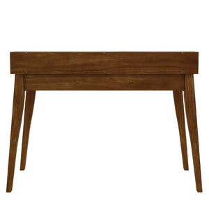 English Elm Console Table with Three Drawers and Display Shelf Pine Legs Modern Entryway Storage Brown N763P450053D