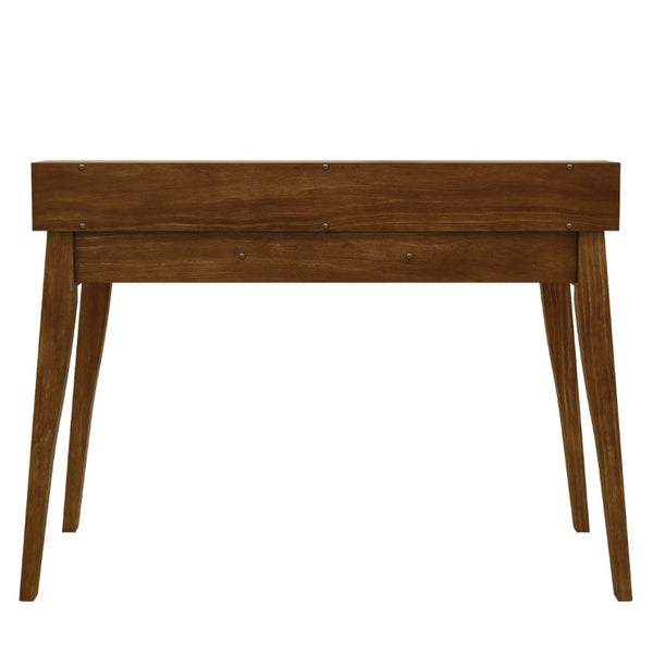 English Elm Console Table with Three Drawers and Display Shelf Pine Legs Modern Entryway Storage Brown N763P450053D