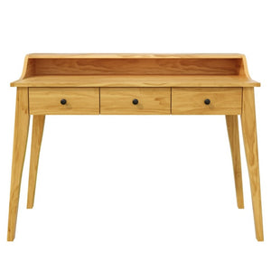English Elm Console Table with Three Drawers and Display Shelf Pine Legs Modern Entryway Storage Natural N763P450053N