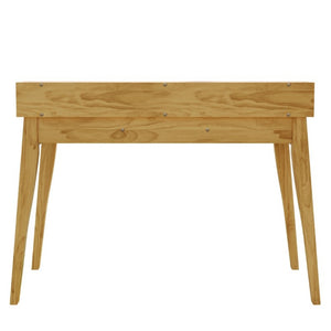 English Elm Console Table with Three Drawers and Display Shelf Pine Legs Modern Entryway Storage Natural N763P450053N