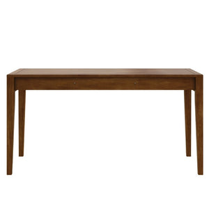 English Elm 59 Inch Modern Writing Desk with Three Drawers Tapered Pine Legs Warm Wood Finish Brown N763P450224D