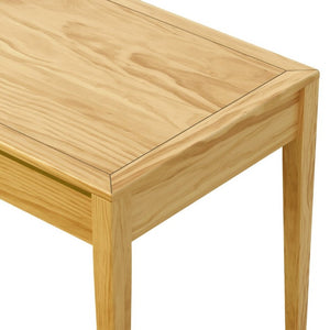 English Elm 59 Inch Modern Writing Desk with Three Drawers Tapered Pine Legs Warm Wood Finish Natural N763P450224N
