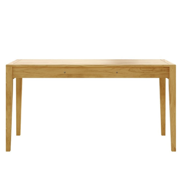 English Elm 59 Inch Modern Writing Desk with Three Drawers Tapered Pine Legs Warm Wood Finish Natural N763P450224N