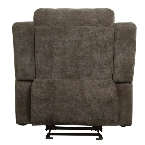 English Elm Manual Recliner Armchair Chenille Upholstered Three Position Lounge Seat for Living Room Brown N763P458102D